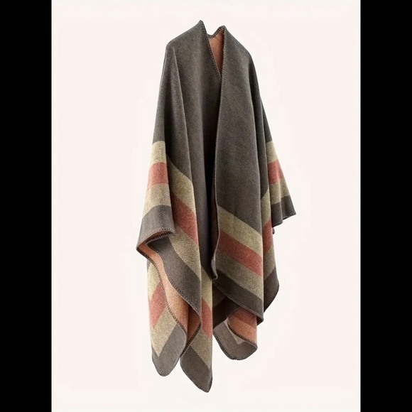 Color Block Open Cardigan Shawl Multi-color - Picture 2 of 3